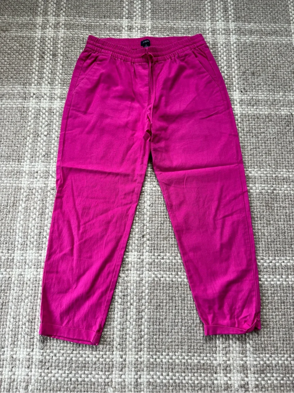 J. Crew linen cotton drawstring straight leg pants